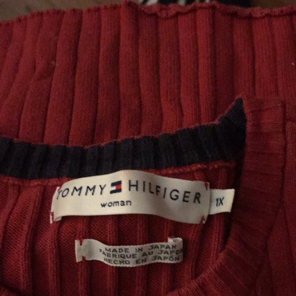 Red Tommy Hilfiger short sleeve sweater sz 1X - Picture 2 of 2